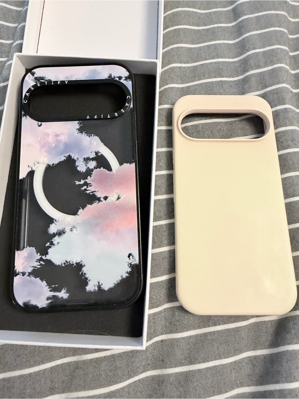 Google Pixel 9 Cases - one is Casetify Clouds Clear Black